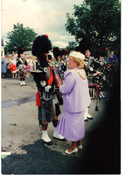 Piper and Mayoress on First day of steam 
14-Leisure-04-Events-007-Return of Steam 1987
Keywords: 1987