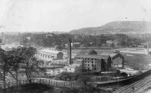 Twist Mill, Summerseat. P/c dated Summerseat 5/10/1905  Edward Hamer used this site for fustian spinning in 18th C. Bought Peel & Yates 1786, [see card for fuller history] Upper mill (left) and Robin Road Mill 
17-Buildings and the Urban Environment-05-Street Scenes-028-Summerseat Area
Keywords: 1945