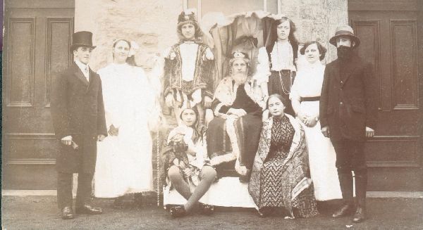 c 1910. Pantomime cast of Holcombe Brook Methodist. Cast includes many relatives of donor.  Top-hat is Richard Holden [father! Front R his sister Nellie... [see card! Now Digitized 
to be catalogued
Keywords: 1985