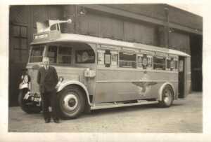 Bus used in War Wings Week, Ramsbottom 26 Apr 1941-3 May 1941. Bus used as selling pointSingle man on pictures is Mr Holt, leader of Ramsbottom Council
16-Transport-02-Trams and Buses-000-General
Keywords: 0