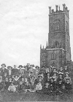 early c20.  Chapel choir from Bury visit Park Chapel Taken outside Grants Tower. 
08- History-01-Monuments-001-Grant's Tower
Keywords: 0
