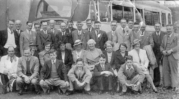 Ramsbottom Co-op Managers and assistants day trip 1939 Pic outside 'bus. List of members attached 
to be catalogued
Keywords: 1985