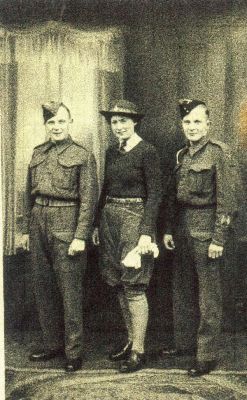 Alan Hibbert & twin in army with Mrs Scarlin land girl WW2 Local people 
to be catalogued
Keywords: 1985