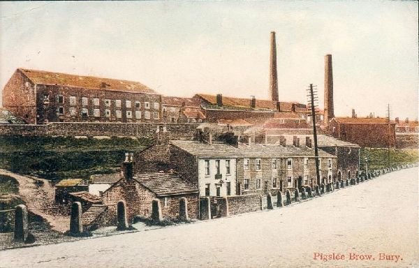 cup Pigslee Brow, Walmersley Bury date 23.3.1907 Is the view looking south or north? - south 
17-Buildings and the Urban Environment-05-Street Scenes-035-Manchester Road Walmersley Area
Keywords: 1985