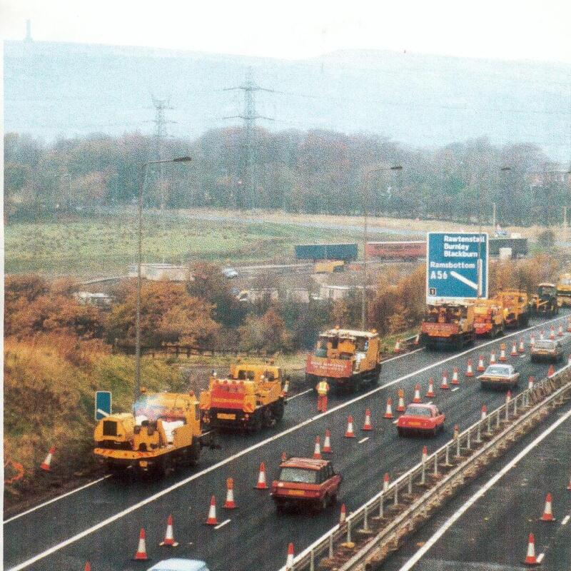 M66 motorway. Roadworks from top of Jacobs Ladder