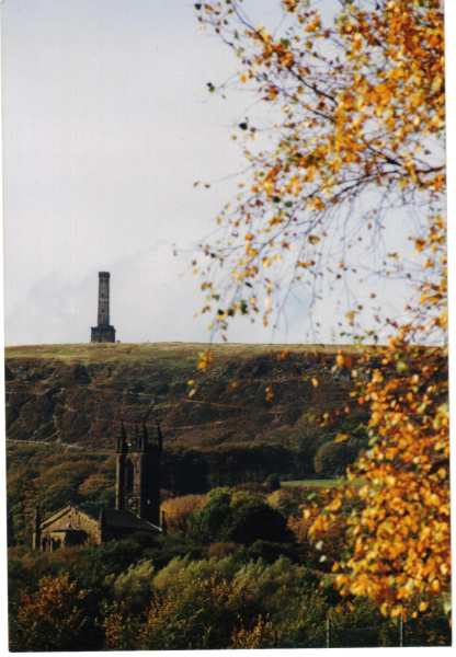 St Andrew' and Peel Tower taken from Nuttall park
06-Religion-01-Church Buildings-002-Church of England  -  St. Andrew, Bolton Street, Ramsbottom
Keywords: 1990