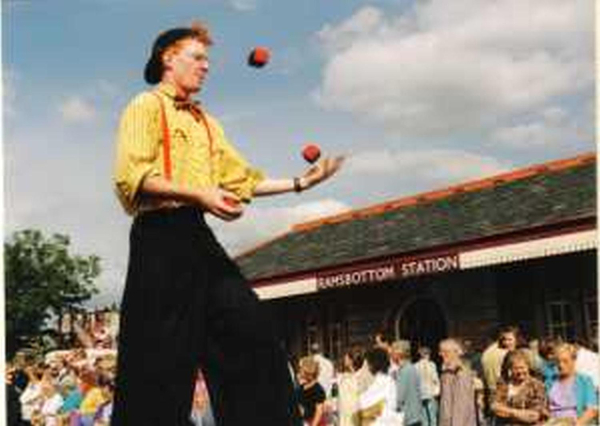 Juggling outside Ramsbottom station 
09-People and Family-02-People-000-General
Keywords: 1995