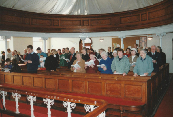 Last service in the old building, Christ Church, Market Place 
06-Religion-02-Church Activities-014-Christ Church Baptist Methodist, Great Eaves Road, Ramsbottom
Keywords: 1997