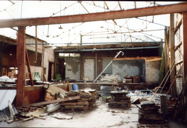 Demolition of Peel Mill taken from Prince Street / King Street 
02-Industry-01-Mills-009-Peel Mill,Ramsbottom
Keywords: 1998