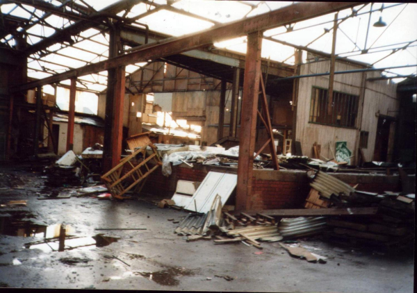 Demolition of Peel Mill taken from Prince Street 
02-Industry-01-Mills-009-Peel Mill,Ramsbottom
Keywords: 1998