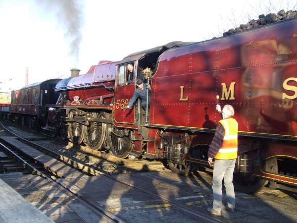 Leander Jubilee Class Locomotive at the level crossing Ramsbottom Station - January Steam Event 
16-Transport-03-Trains and Railways-000-General
Keywords: 2006