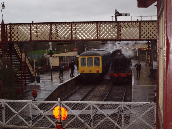 Diesel and Steam Train at Ramsbottom Station on a damp New Years Day 
16-Transport-03-Trains and Railways-000-General
Keywords: 2014
