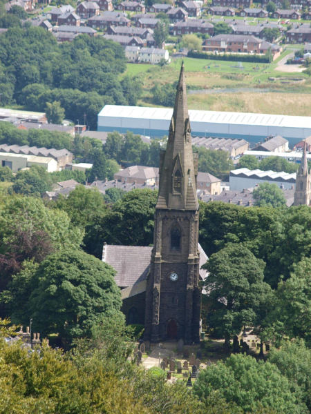Holcombe Church form top of Peel Tower
06-Religion-01-Church Buildings-003-Church of England -  Emmanuel, Holcombe
Keywords: 2015