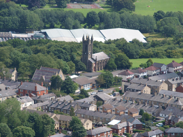 St Andrew's Church from Holcombe Hill
06-Religion-01-Church Buildings-002-Church of England  -  St. Andrew, Bolton Street, Ramsbottom
Keywords: 2015