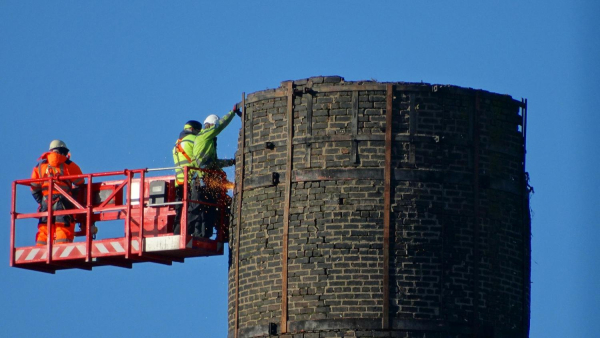 Mondi Chimney being reduced in size 
02-Industry-01-Mills-010-Ramsbottom Paper Mill,Peel Bridge,Ramsbottom
Keywords: 0