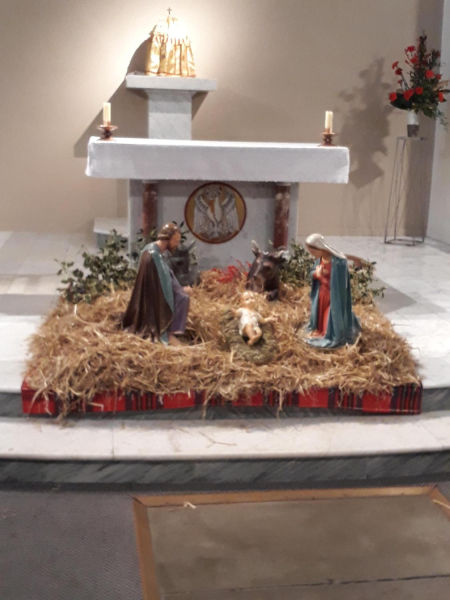 Christmas Crib inside St Joseph Church 
06-Religion-01-Church Buildings-019-St. Joseph Roman Catholic Church, Bolton Street, Ramsbottom 
Keywords: 2019