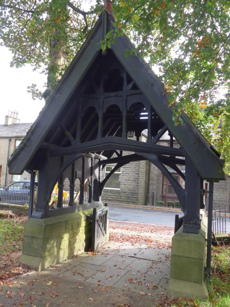 Lynch Gate at Edenfield Parish Church before and during repair 
06-Religion-01-Church Buildings-004-Church of England -  Edenfield Parish Church
Keywords: 2019