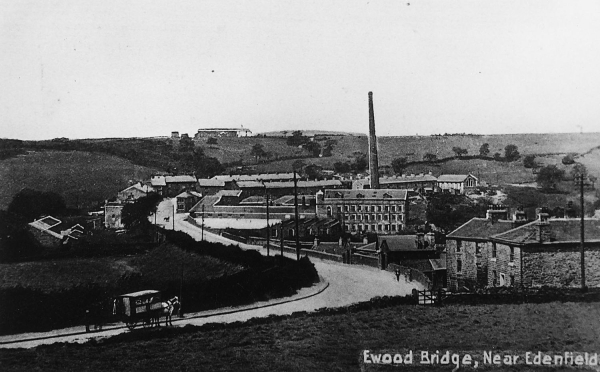 Ewood Bridge, nr. Edenfield, showing mill & horse drawn cart (? butchers cart with sides of meat]. Mill was partly demolished in the 1950s
17-Buildings and the Urban Environment-05-Street Scenes-011-Edenfield
Keywords: 1985