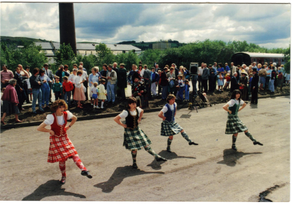 Dancers on First day of steam 
14-Leisure-04-Events-007-Return of Steam 1987
Keywords: 1987