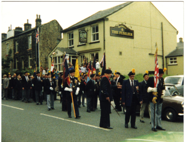 Dunkirk veteran's Parade in front of the Fusilier 
14-Leisure-05-Pubs-010-Fusilliers
Keywords: 1987