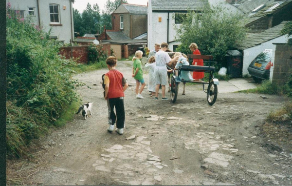 Rear of Bolton Rd West - pony and trap 
17-Buildings and the Urban Environment-05-Street Scenes-002-Bolton Road West
Keywords: 1993