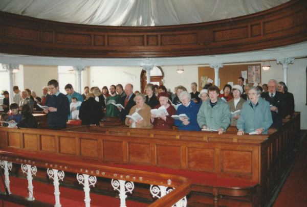 Last service in the old building, Christ Church, Market Place 
06-Religion-02-Church Activities-014-Christ Church Baptist Methodist, Great Eaves Road, Ramsbottom
Keywords: 1997