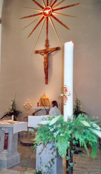 Easter light at a refurbished St Joseph's 
06-Religion-01-Church Buildings-019-St. Joseph Roman Catholic Church, Bolton Street, Ramsbottom 

Keywords: 2001