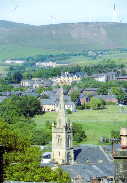 St Paul's church and the wind turbines
06-Religion-01-Church Buildings-001-Church of England  - St. Paul, Bridge Street, Ramsbottom
Keywords: 2008