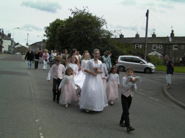 Rose Queen (Sarah Crowder) in Procession, Walk of Witness, Edenfield Parish Church - 12 June 2011
06-Religion-01-Church Buildings-004-Church of England -  Edenfield Parish Church
Keywords: 2011