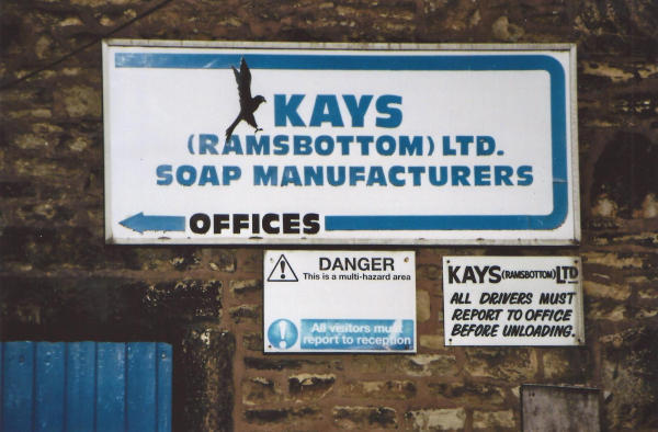 Signs - Kays soap works - Kenyon Street
02-Industry-05-Miscellaneous Industry-003-Kay’s Ramsbottom Ltd, Britannia Works, Kenyon Street, Ramsbottom 

Keywords: 2012