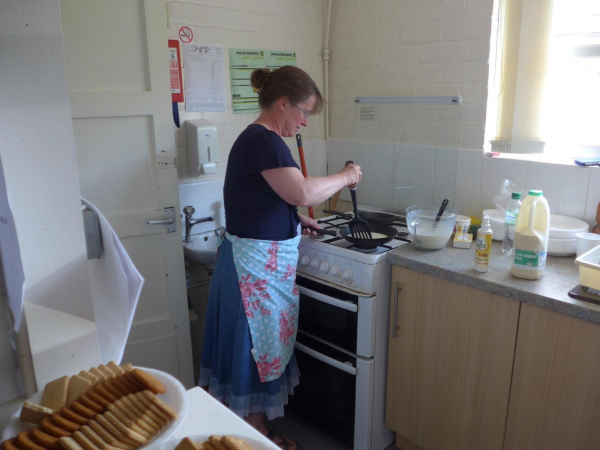 Rosie cooks the pancakes at Reece?s Pancake Event in the Community Centre  25 July 
to be catalogued
Keywords: 2015