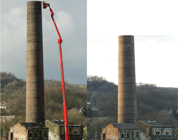 Mill chimney before and after 
to be catalogued
Keywords: 2016