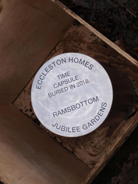 Time Capsule in hole ready to be filled in 
to be catalogued
Keywords: 2016
