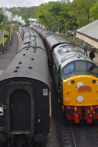 Debut run of the diesel The Whistler at Ramsbottom Station named Atlantic Conveyor in memory of the cargo ship and those who lost their lives in the Falklands War 
to be catalogued
Keywords: 2016