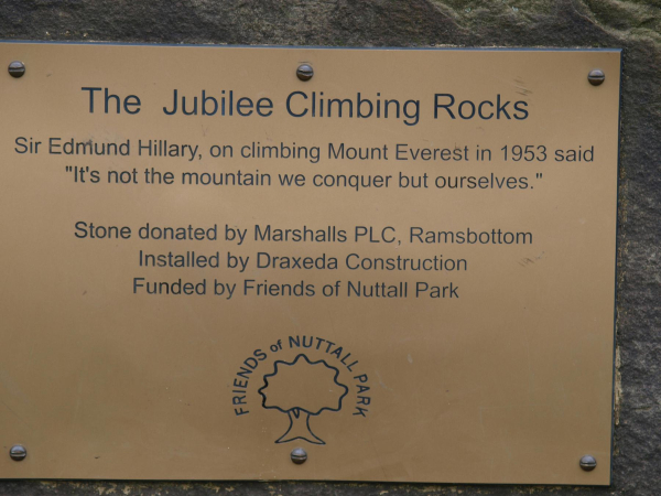 Plaque for the Jubilee Climbing Rock 
to be catalogued
Keywords: 2016
