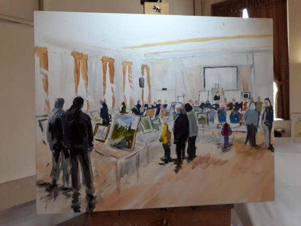 Ramsbottom Exibition of 200yrs of Paintings and Photos - - Well pleased with the painting - Stuart Barkley the finished painting of the Exibition Donated to RHS 
01-Ramsbottom Heritage Society-01-RHS Activities-009-2019 Art Exhibition in Civic Hall
Keywords: 2019