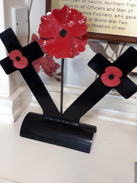 Rememberance Sunday 10-11-2019 Ramsbottom Royal British Legion - -  Metal Poppies inside The Ramsbottom Royal British Legion Club 
15-War-03-War Memorials-001-St Paul's Gardens and Remembrance Sunday
Keywords: 2019