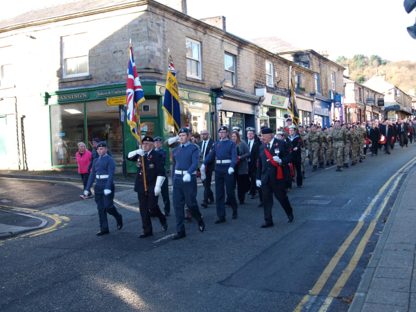 Rememberance Sunday 10-11-2019 Ramsbottom Royal British Legion - -  Parade marching down Bridge Street 
15-War-03-War Memorials-001-St Paul's Gardens and Remembrance Sunday
Keywords: 2019