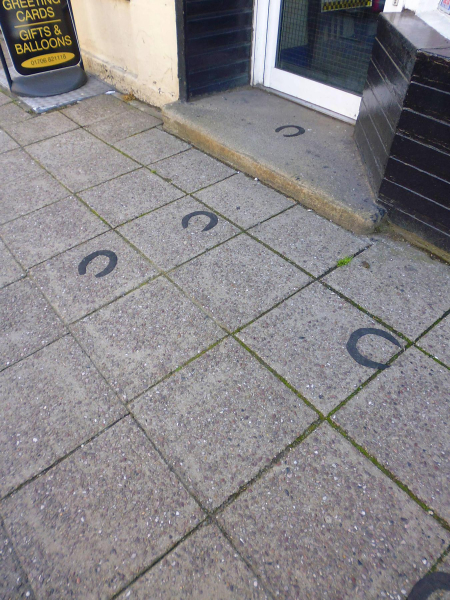 Social distancing horseshoes on pavement outside Horse Bits, Bridge Street
17-Buildings and the Urban Environment-05-Street Scenes-003-Bridge Street
Keywords: 2020