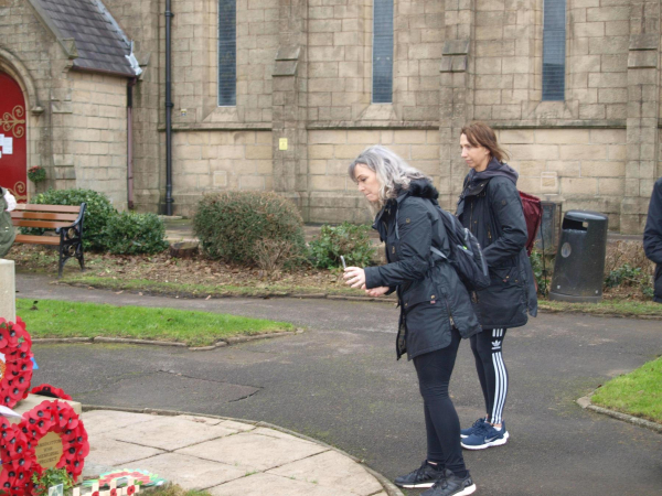  2 Ladies who were doing a sponsered walk from Bury to Waterfoot, visiting 7 cenotaphs and laying a wreath at each one from the school where they are teachers 
15-War-03-War Memorials-001-St Paul's Gardens and Remembrance Sunday
Keywords: 2020
