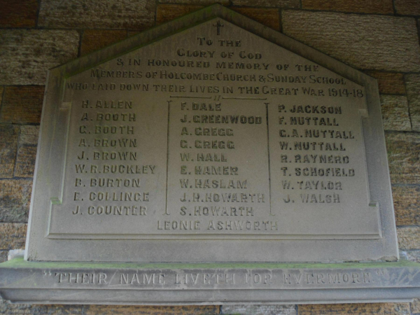 Memorial Plaque inside the Lynch Gate WW1 
06-Religion-02-Church Activities-003-Church of England -  Emmanuel, Holcombe
Keywords: 2020