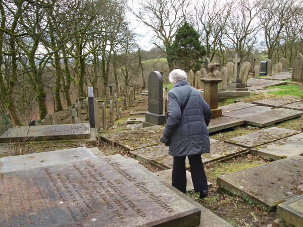 Betty Chapman looking for family graves Holcombe Church Yard 
17-Buildings and the Urban Environment-05-Street Scenes-014-Holcombe Village
Keywords: 2020