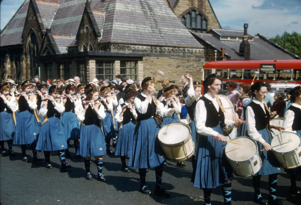 Whit Walk Bolton Street past St Andrews school- 1960s -donated by Tony Tickle via Facebook. The photographer was John Geoffrey Duckworth who was Chief Engineer for Ramsbottom Urban District Council.  Photo taken on slide in the 1960s
06-Religion-03-Churches Together-001-Whit Walks
Keywords: 1969