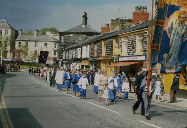 Whit walk - Bolton Street - 1960s -donated by Tony Tickle via Facebook. The photographer was John Geoffrey Duckworth who was Chief Engineer for Ramsbottom Urban District Council.  Photo taken on slide in the 1960s
06-Religion-03-Churches Together-001-Whit Walks
Keywords: 1969
