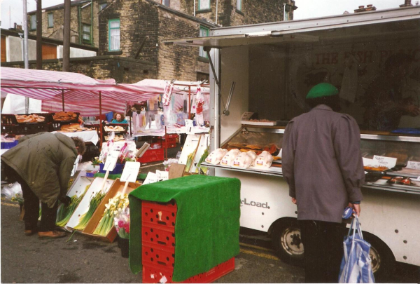 Ramsbottom Market 1990-4 stalls. See also Photo Comp books 
03 - Shops, Restaurants & Hotels - 02 - Individual shops
Keywords: Bury-Archive