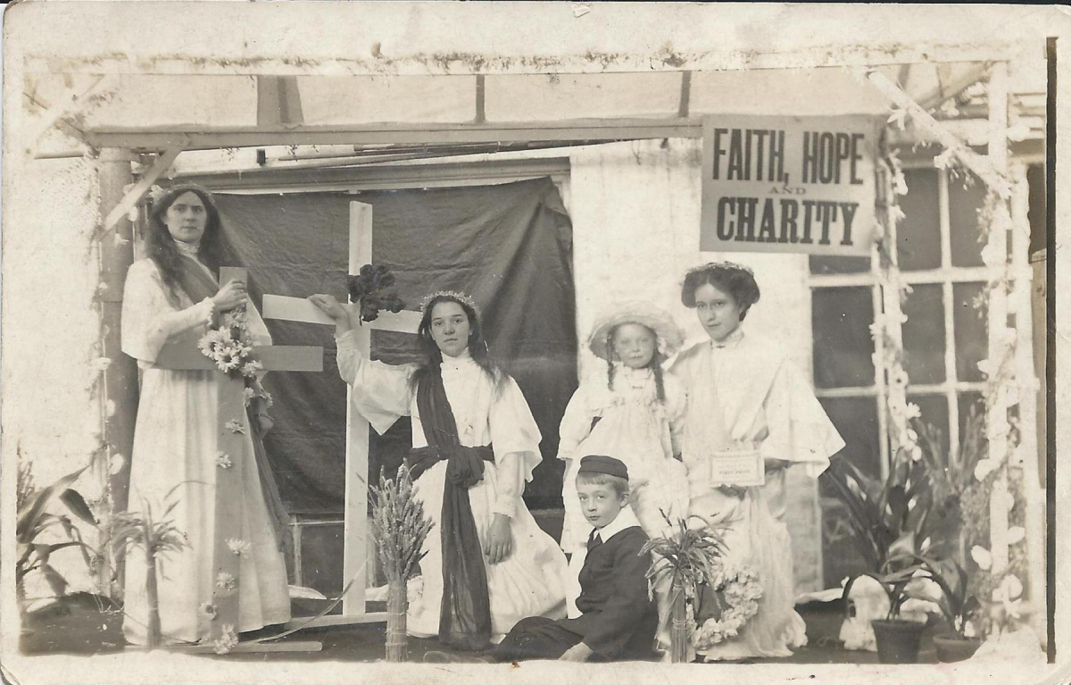 Wesleyan Church floats- probably at either Whit Week or Rose Queen procession  
#N/A
Keywords: Bury-Archive