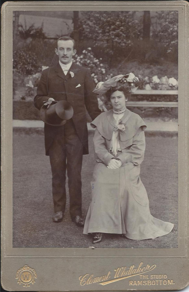 Mr and Mrs Walter Webster - Friends of Ian and Mary Alice Hutchinson. Photographer:Clement Whittaker, The Studio, Ramsbottom
#N/A
Keywords: Bury-Archive