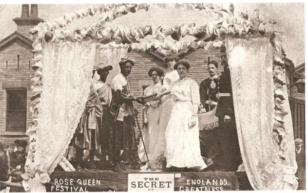 Rose Queen Festival Ramsbottom 1906 -procession in Bolton St and two floats -'Summer1 and 'The Secret'- 3 photos 
12 - Customs and Traditions - 02 - Local Events
Keywords: Bury-Archive