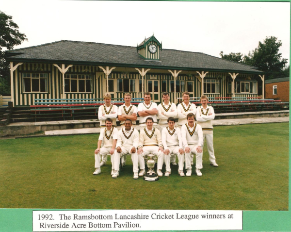Ramsbottom Lancashire Cricket League winners 1992 Taken outside pavilion at Riverside Acre Bottom
14 - Leisure - 02 - Sport and Games
Keywords: Bury-Archive