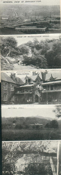 Novelty card with 5 views of local area, including Aitken Sanatorium
14 - Leisure - 03 - Tourism
Keywords: Bury-Archive